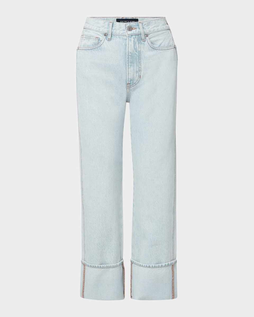 Dylan High-Rise Straight Cuffed Ankle Jeans